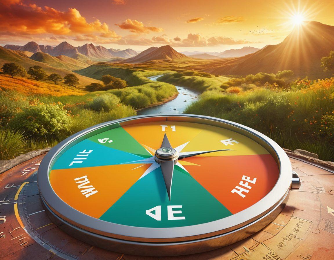 A detailed roadmap winding through lush landscapes, symbolizing the journey of wealth management and credit restoration. Include visual elements like financial graphs, coins, and a compass guiding the way. The sky should be bright and inspiring, symbolizing hope and success. Incorporate warm colors to evoke positivity and trust. super-realistic. vibrant colors. 3D.